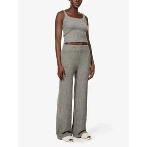 SKIMS Cozy Knit Pants Sz S/M Wide Leg Loungewear Womens Gray Teddy Cozy